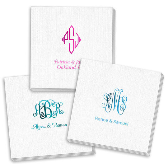 Pick Your Three Letter Monogram Style with Text Deville Napkins